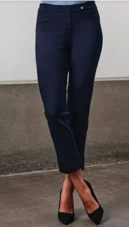 Robell Bella Ankle Grazer Trouser Navy